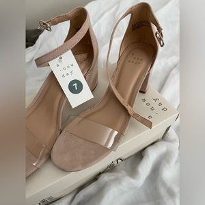Nude sandal heels
